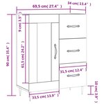 vidaXL Buffet chêne marron 69 5x34x90 cm bois d'ingénierie