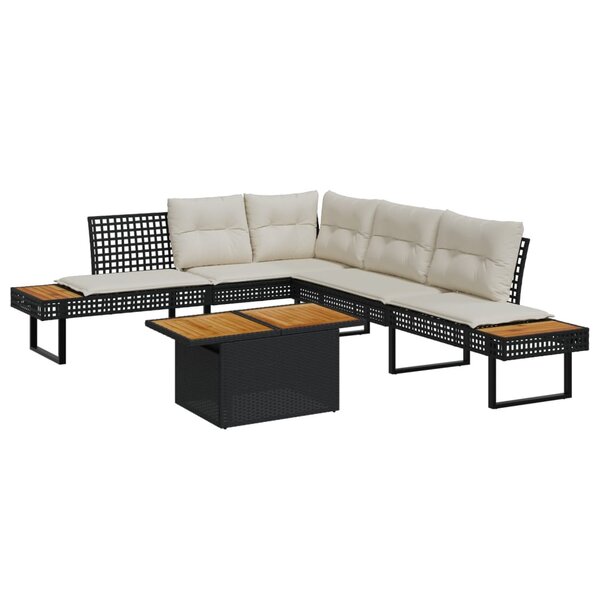 vidaXL Salon de jardin avec coussins 2 Pièces noir résine tressée acacia