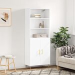 vidaXL Buffet haut Blanc 69 5x34x180 cm Bois d'ingénierie