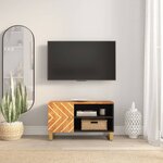 vidaXL Meuble TV marron et noir 80x31 5x46 cm bois massif de manguier
