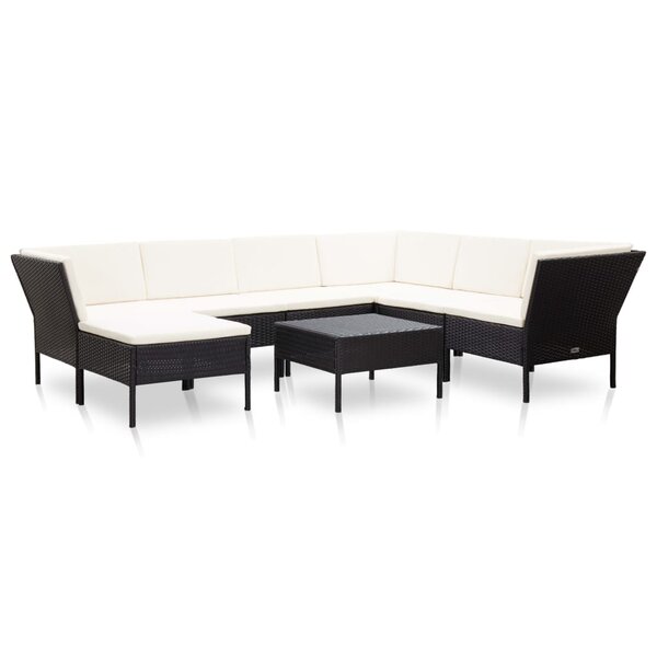 vidaXL Salon de jardin 8 Pièces avec coussins résine tressée noir
