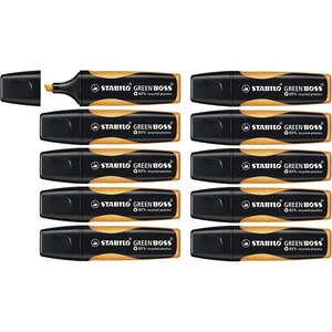 Surligneur green boss orange 83  à base de plastique recyclé x 10 stabilo