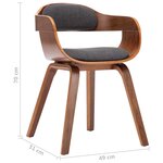 vidaXL Chaises à manger lot de 2 gris foncé tissu et bois courbé