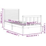 vidaXL Cadre de lit avec tête de lit 90x200 cm bois massif