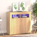 vidaXL Buffet avec lumières LED chêne sonoma 80x35x75 cm