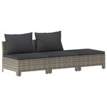 vidaXL Salon de jardin 9 Pièces avec coussins Gris Résine tressée
