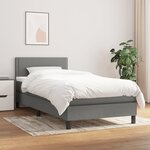 vidaXL Sommier à lattes de lit avec matelas Gris foncé 90x200 cm Tissu