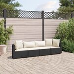 vidaXL Salon de jardin 4 Pièces avec coussins noir résine tressée