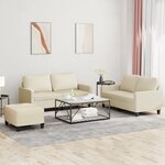 vidaXL Ensemble de canapés 3 Pièces avec coussins Crème Similicuir