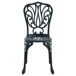 Ensemble de jardin bistro 3 pièces vert en aluminium style fonte