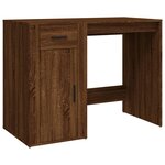 Bureau table poste de travail meuble d'ordinateur informatique étude avec armoire chêne bois d'ingénierie brun 02_0023386