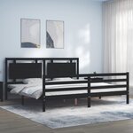 vidaXL Cadre de lit avec tête de lit noir 200x200 cm bois massif