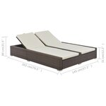 vidaXL Chaise longue double Résine tressée Marron