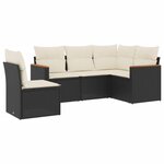 vidaXL Salon de jardin 5 Pièces avec coussins noir résine tressée