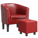 vidaXL Fauteuil cabriolet avec repose-pied rouge bordeaux similicuir