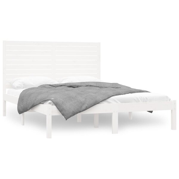 vidaXL Cadre de lit Blanc Bois massif 160x200 cm