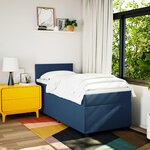 vidaXL Sommier à lattes de lit avec matelas Bleu 100x200 cm Tissu
