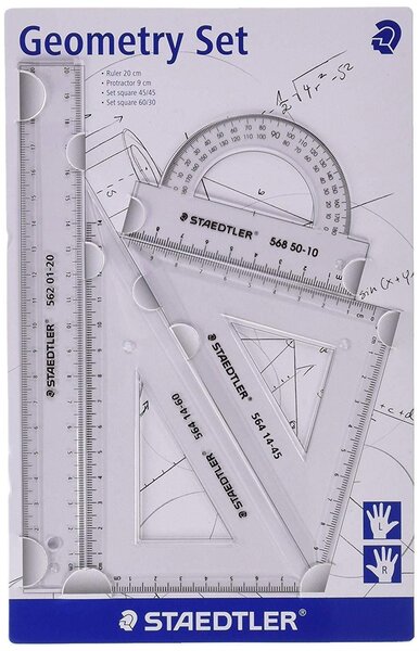 kit de géometrie, petit, 4 pièces, transparent STAEDTLER