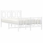 vidaXL Cadre de lit métal avec tête de lit/pied de lit blanc 120x200cm