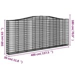 vidaXL Paniers à gabions arqués 7 Pièces 400x30x160/180 cm Fer galvanisé