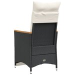 vidaXL Chaise inclinable de jardin avec coussins noir résine tressée
