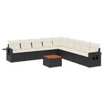 vidaXL Salon de jardin 10 Pièces avec coussins noir résine tressée