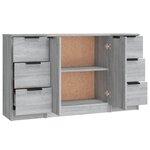 vidaXL Buffets 3 Pièces Sonoma gris Bois d'ingénierie