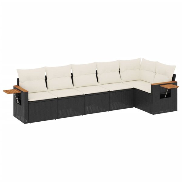 vidaXL Salon de jardin 6 Pièces avec coussins noir résine tressée