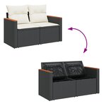 Ensemble de canapé de jardin de 10 pièces avec coussins noir poly rotin acacia