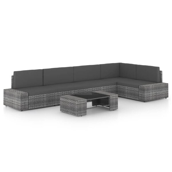 vidaXL Salon de jardin 6 Pièces avec coussins Gris Résine tressée