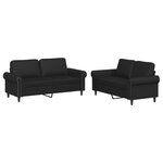 vidaXL Ensemble de canapés 2 Pièces avec coussins Noir Similicuir