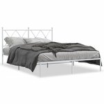 vidaXL Cadre de lit métal avec tête de lit blanc 135x190 cm