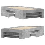vidaXL Cadre de lit gris béton 90x190 cm bois d'ingénierie