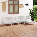 vidaXL Salon de jardin 5 Pièces Bois de pin massif Blanc