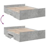 vidaXL Cadre de lit à tiroirs gris béton 135x190 cm bois d'ingénierie