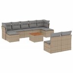 vidaXL Salon de jardin et coussins 10 Pièces mélange beige résine tressée