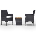 vidaXL Ensemble de bistro 3 Pièces Résine tressée et bois d'acacia Noir