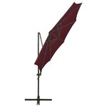 vidaXL Parasol déporté avec mât et lumières LED Rouge bordeaux 300 cm