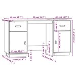 Bureau table poste de travail meuble d'ordinateur informatique étude avec armoires miel 135 x 50 x 75cm bois massif de pin brun 02_0023402