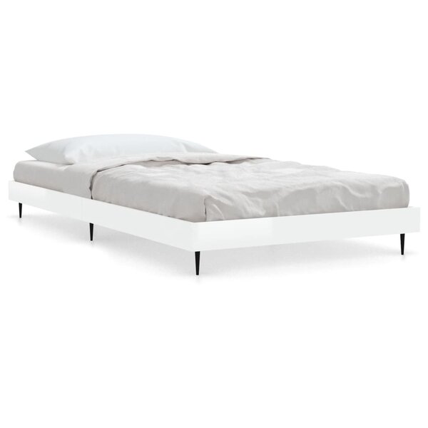 vidaXL Cadre de lit blanc brillant 90x200 cm bois d'ingénierie