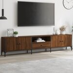 vidaXL Meuble TV à tiroir chêne brun 200x25x44 cm bois d'ingénierie