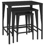 vidaXL Tables gigognes 3 Pièces noir résine tressée