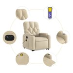 vidaXL Fauteuil inclinable de massage électrique Crème Tissu