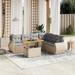 vidaXL Salon de jardin avec coussins 8 Pièces beige résine tressée