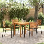 Ensemble de salle à manger de jardin 5 pièces vidaXL Noir Poly Rattan Acacia