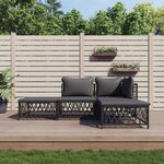 vidaXL Salon de jardin avec coussins 4 Pièces anthracite acier