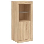 vidaXL Buffets avec lumières LED 3 Pièces chêne sonoma bois d'ingénierie