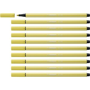 Stylo feutre Pen 68 jaune moutarde x 10 STABILO