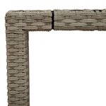 vidaXL Table de jardin avec dessus en verre gris clair résine tressée