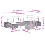 vidaXL Set de salon de jardin 8 pièces avec coussins Noir Poly Rattan Acacia